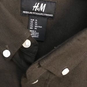 H&M Olive long sleeve button up (XL)